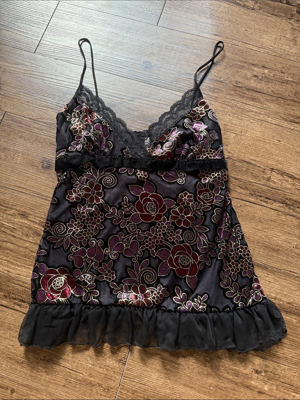 Y2K Witchy Black Purple Velvet Mesh Whimsigoth Top